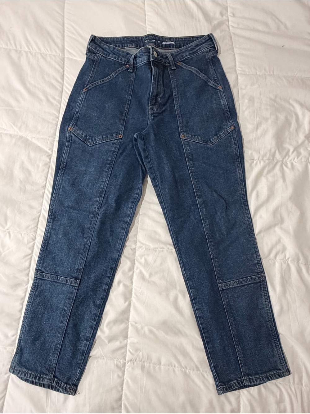 Old Navy O.G. Straight Utility Jeans Women’s 12 High Rise Noura Wash Western